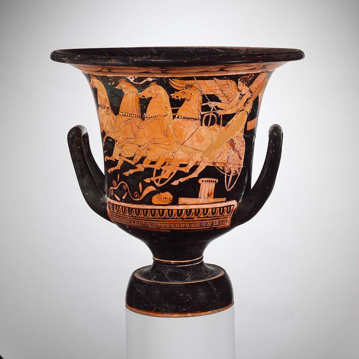 Terracotta calyx-krater (vase for mixing wine and water), Terracotta, Greek, Attic