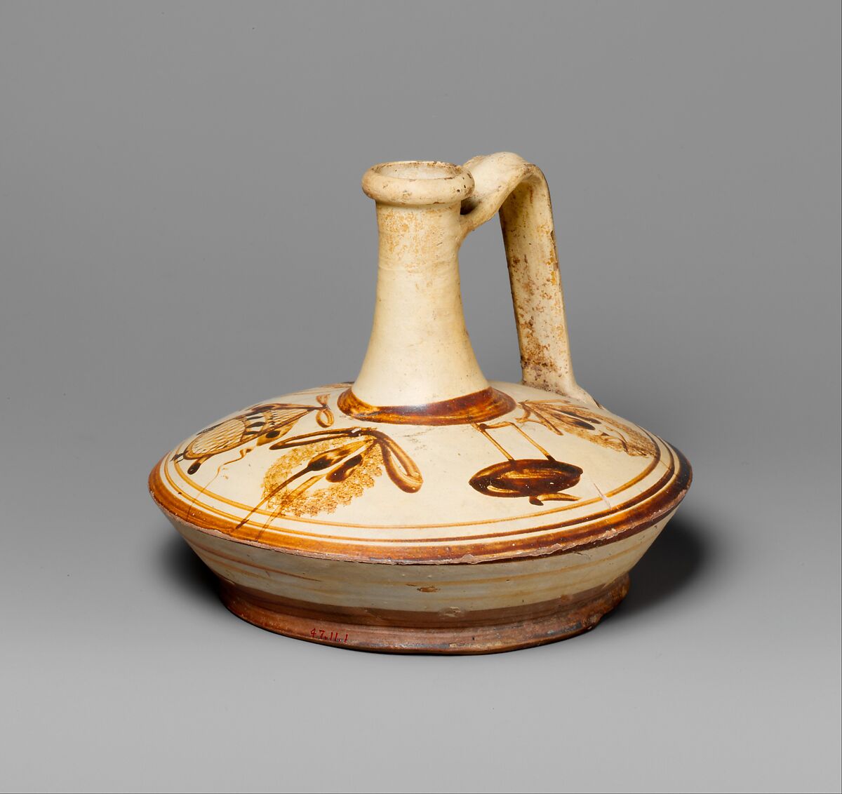 Terracotta lagynos (oil flask), Terracotta, Greek