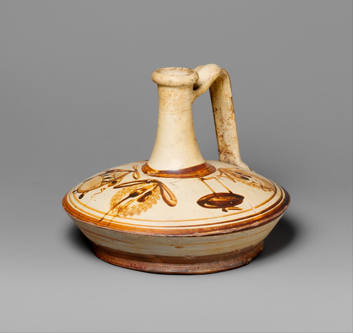 Terracotta lagynos (oil flask), Terracotta, Greek 