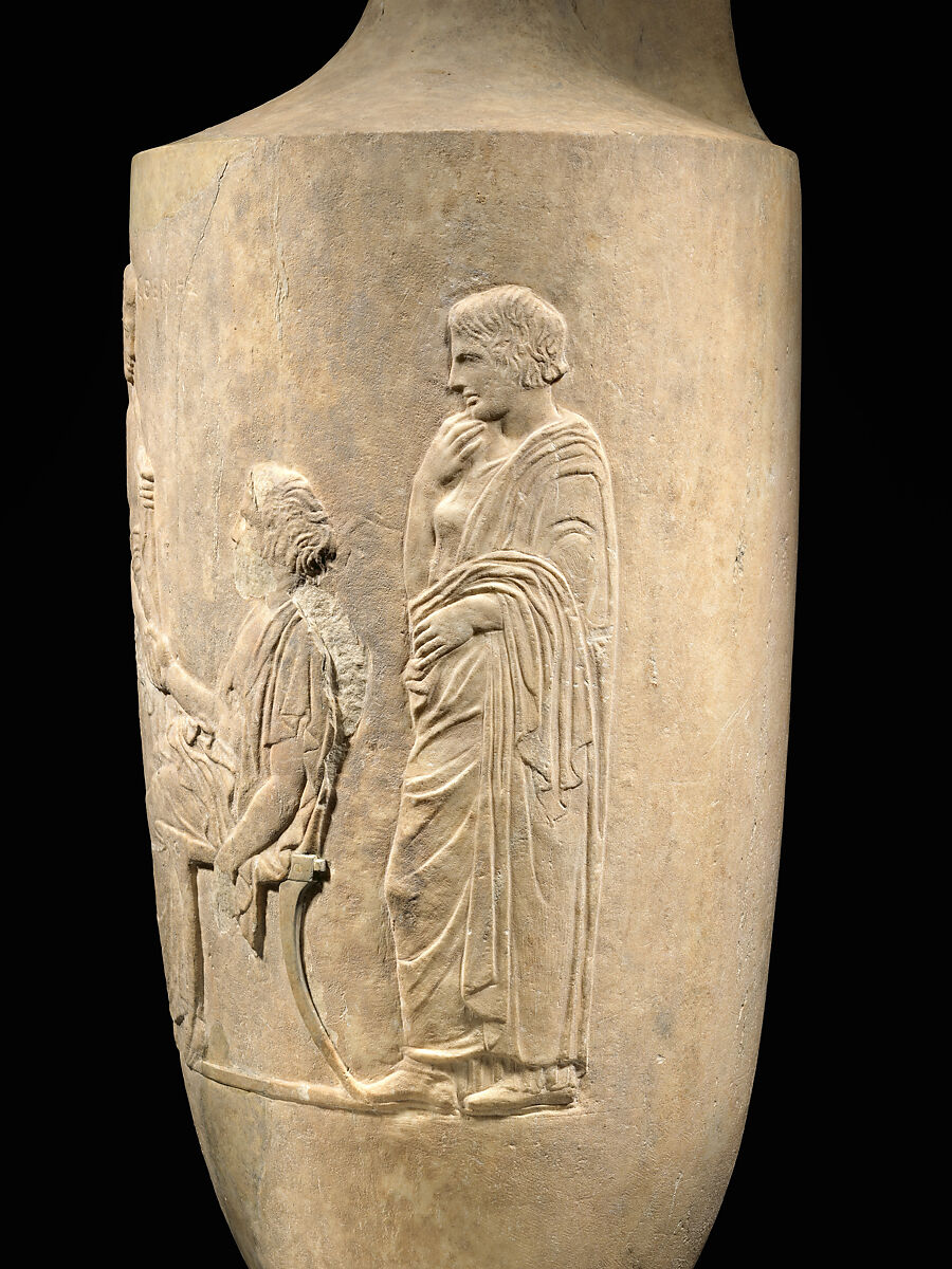 Marble funerary lekythos of Kallisthenes, Marble, Pentelic, Greek, Attic
