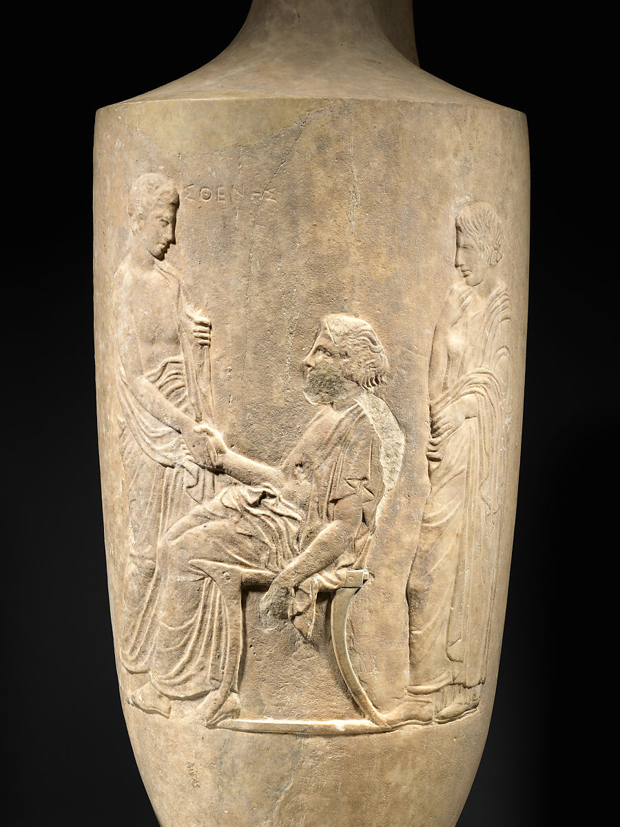 Marble funerary lekythos of Kallisthenes, Marble, Pentelic, Greek, Attic
