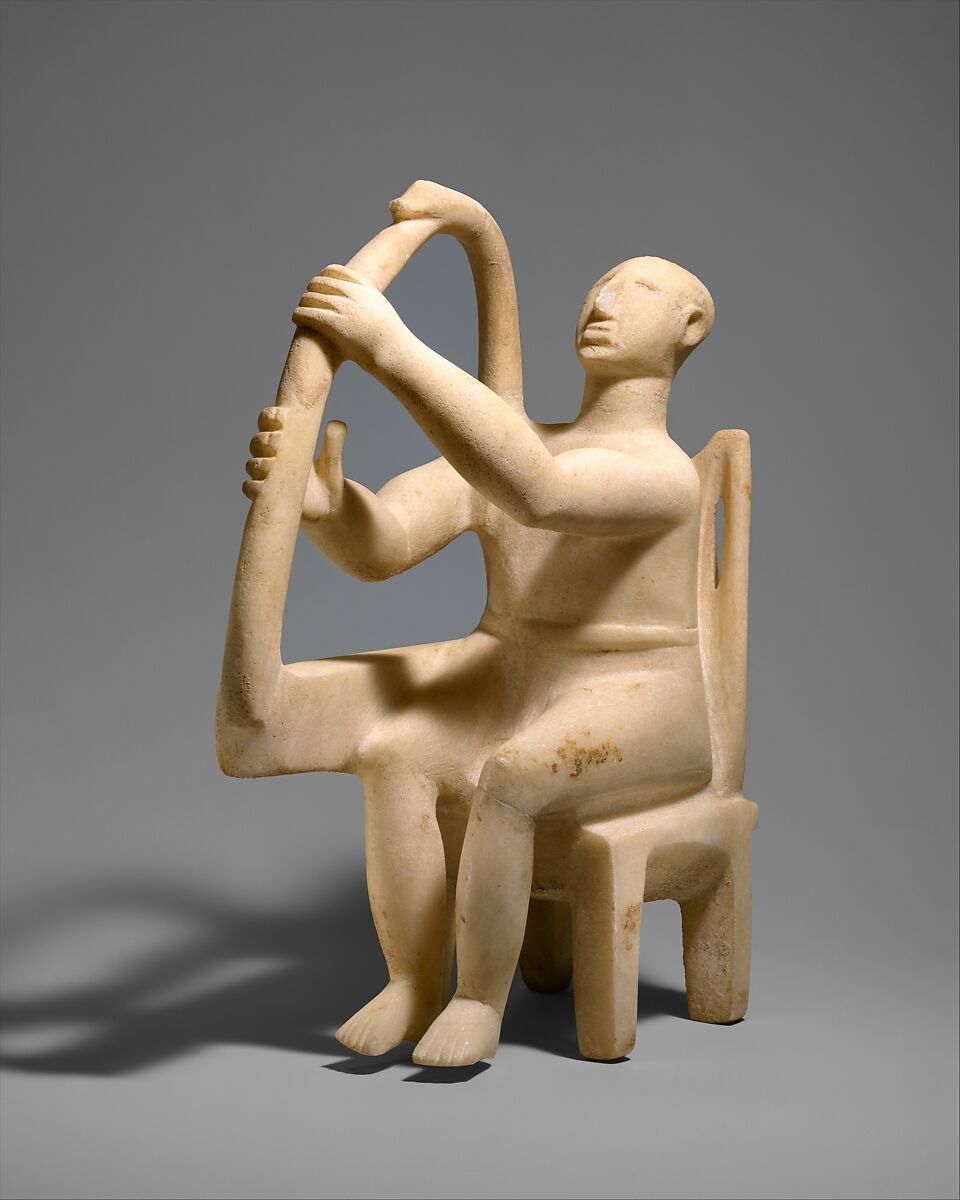 Marble seated harp player, Marble, Cycladic