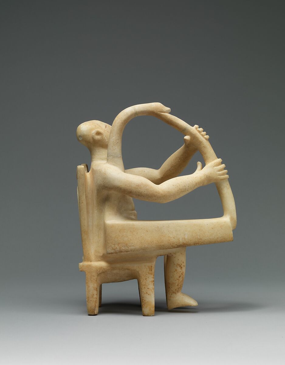 Marble seated harp player, Marble, Cycladic