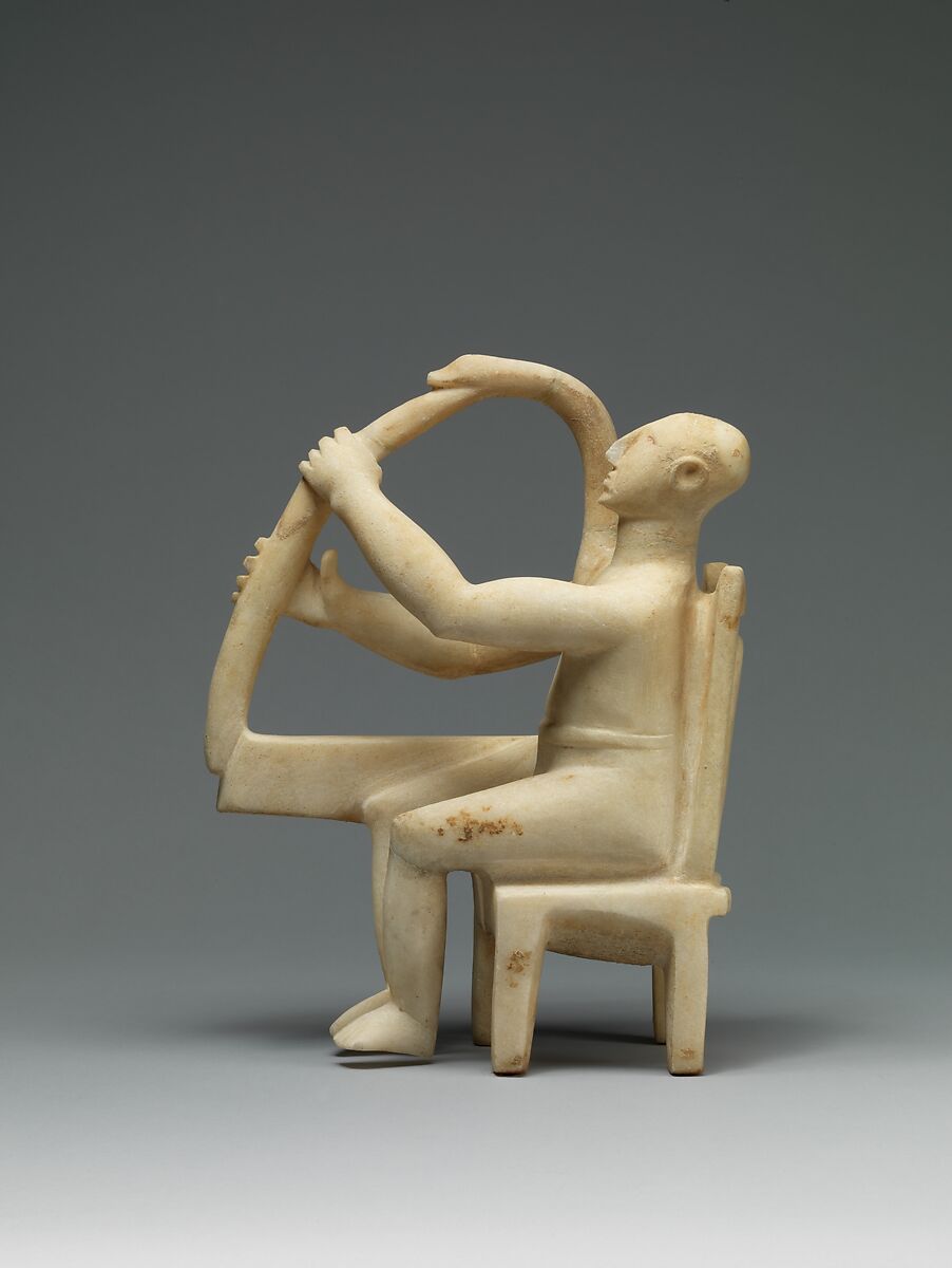 Marble seated harp player, Marble, Cycladic