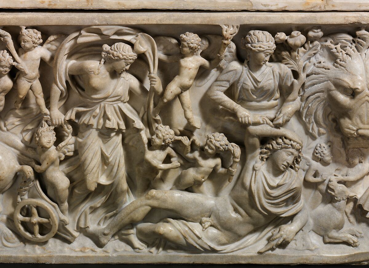Marble sarcophagus with the myth of Selene and Endymion, Marble, Roman