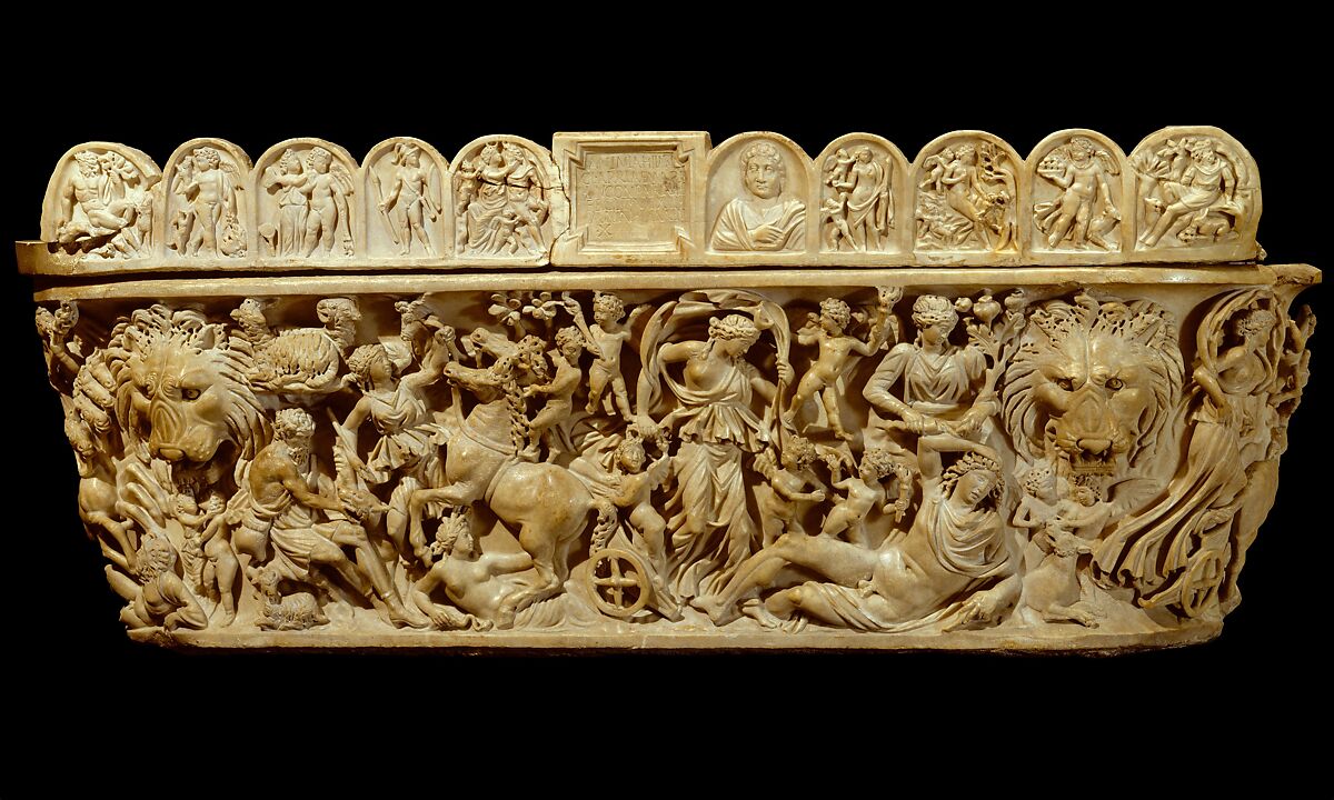 Marble sarcophagus with the myth of Selene and Endymion, Marble, Roman