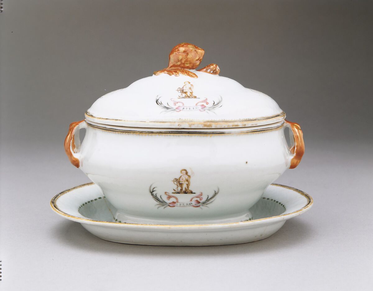 Covered Sauce Tureen, Porcelain, Chinese, for American market