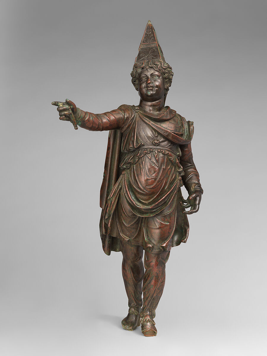 Bronze figure of a boy in Eastern dress, Bronze, Greek, Ptolemaic or Roman