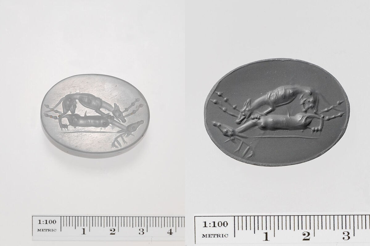 Chalcedony scaraboid seal, Chalcedony, Greek, Ionian