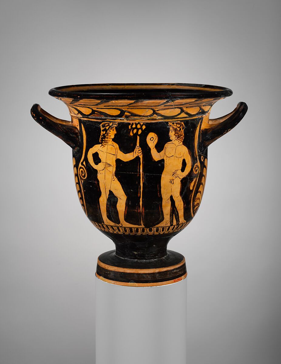 Terracotta bell-krater (bowl for mixing wine and water), Terracotta, Greek, Boeotian