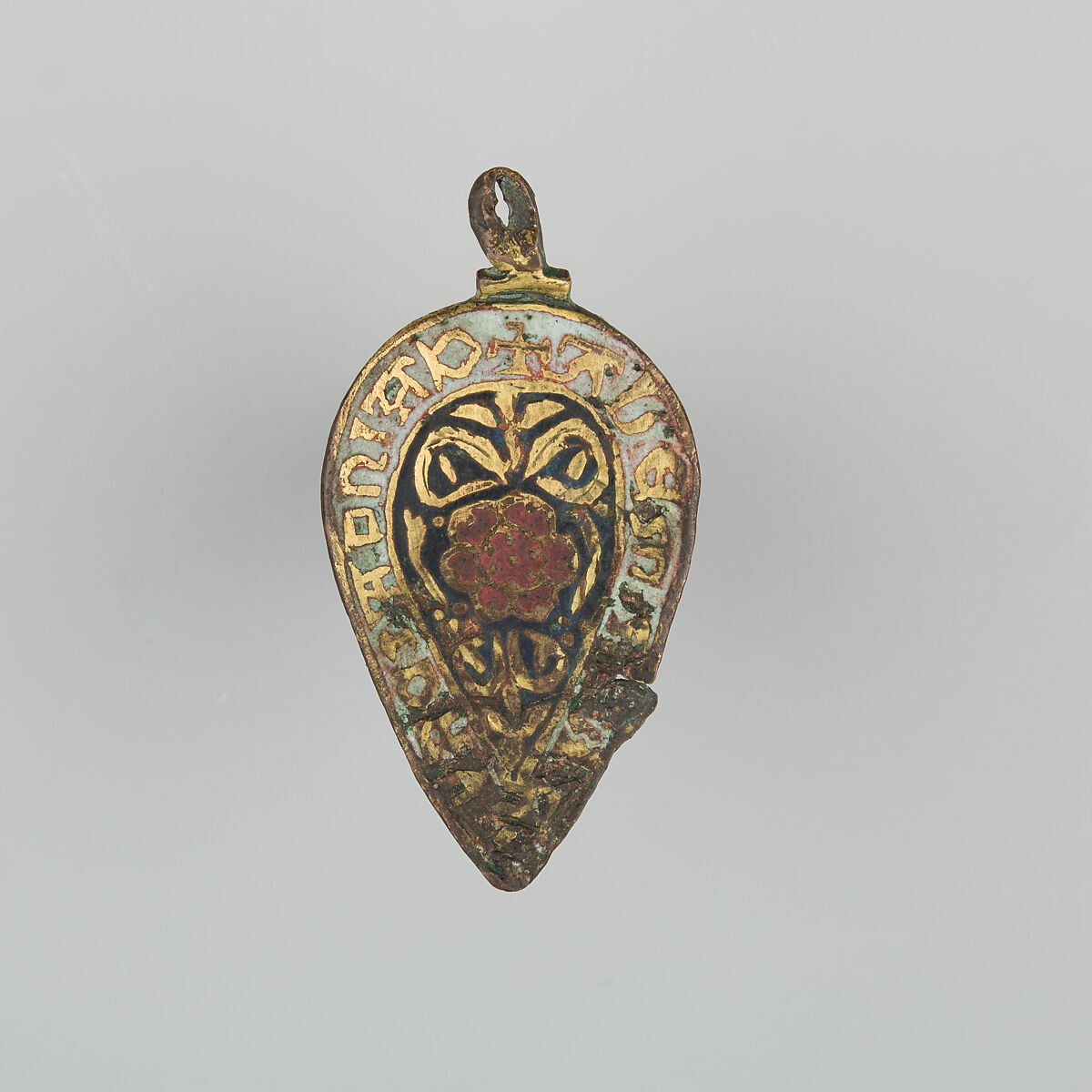 Badge or Harness Pendant, Copper, gold, enamel, Spanish 