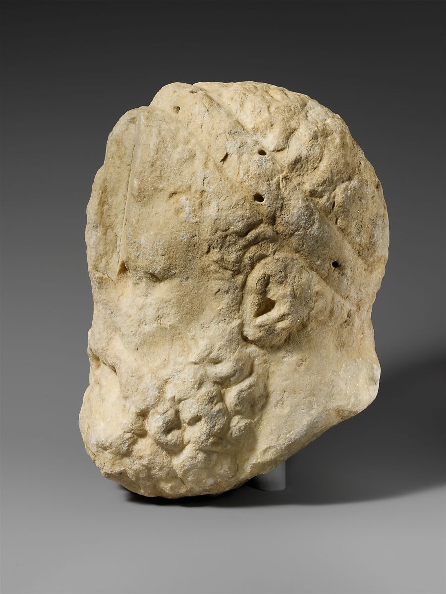 Marble head of a bearded man, Marble, Pentelic, Greek