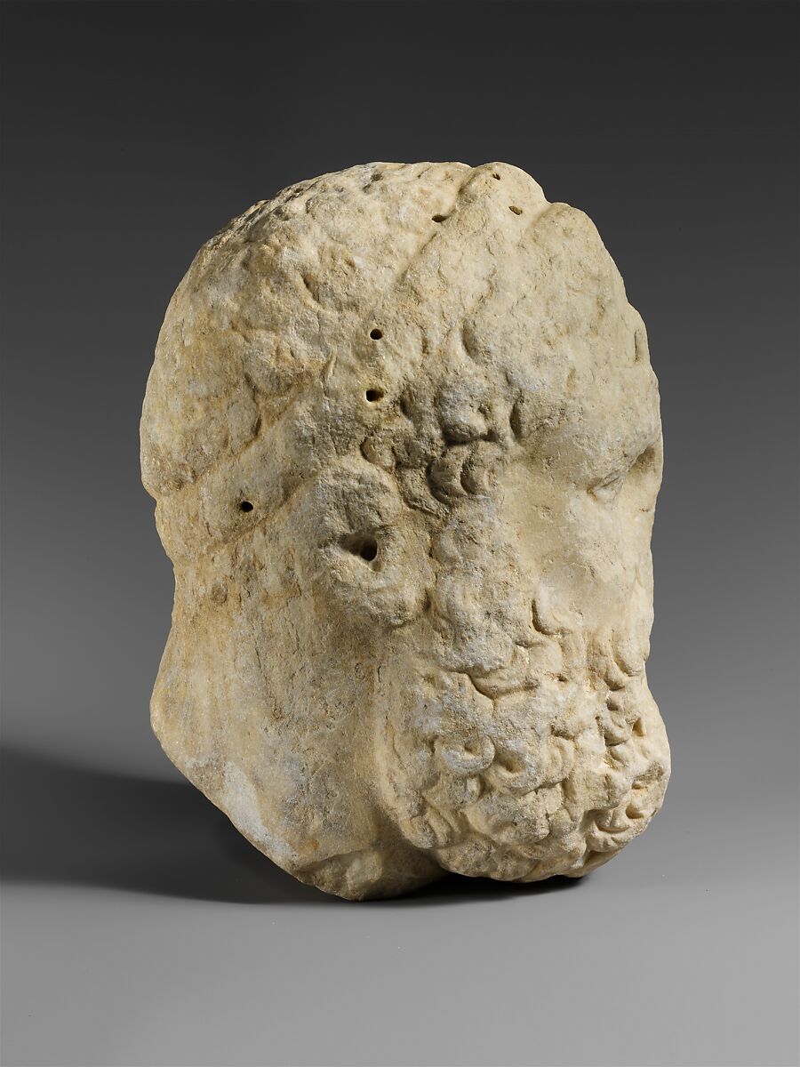 Marble head of a bearded man, Marble, Pentelic, Greek