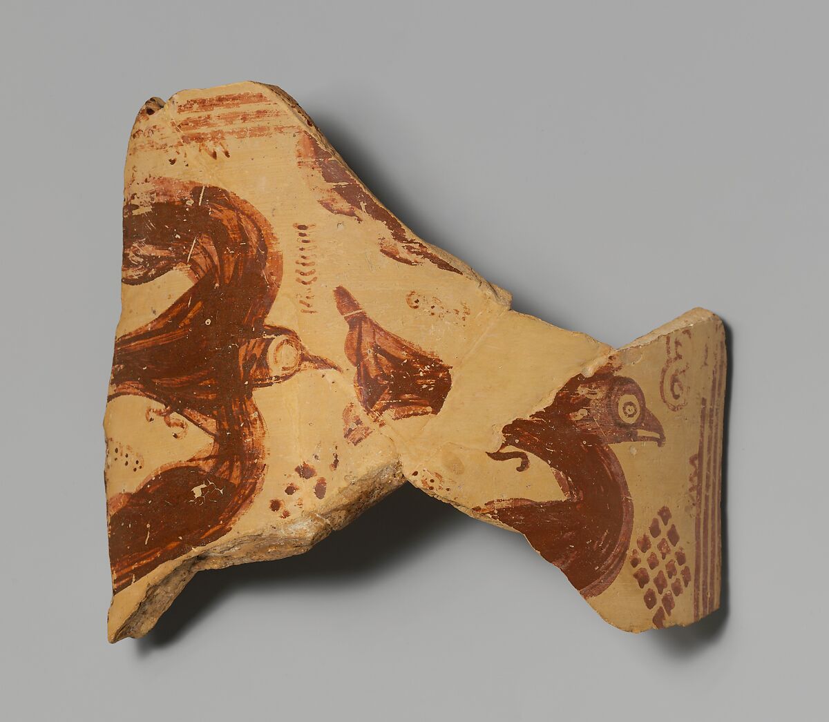 Fragmentary neck-amphora (jar), Terracotta, Greek, Protoattic