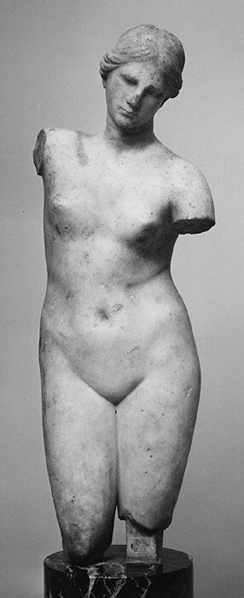 Marble statuette of Aphrodite Anadyomene (rising) type, Marble, Island, Greek 