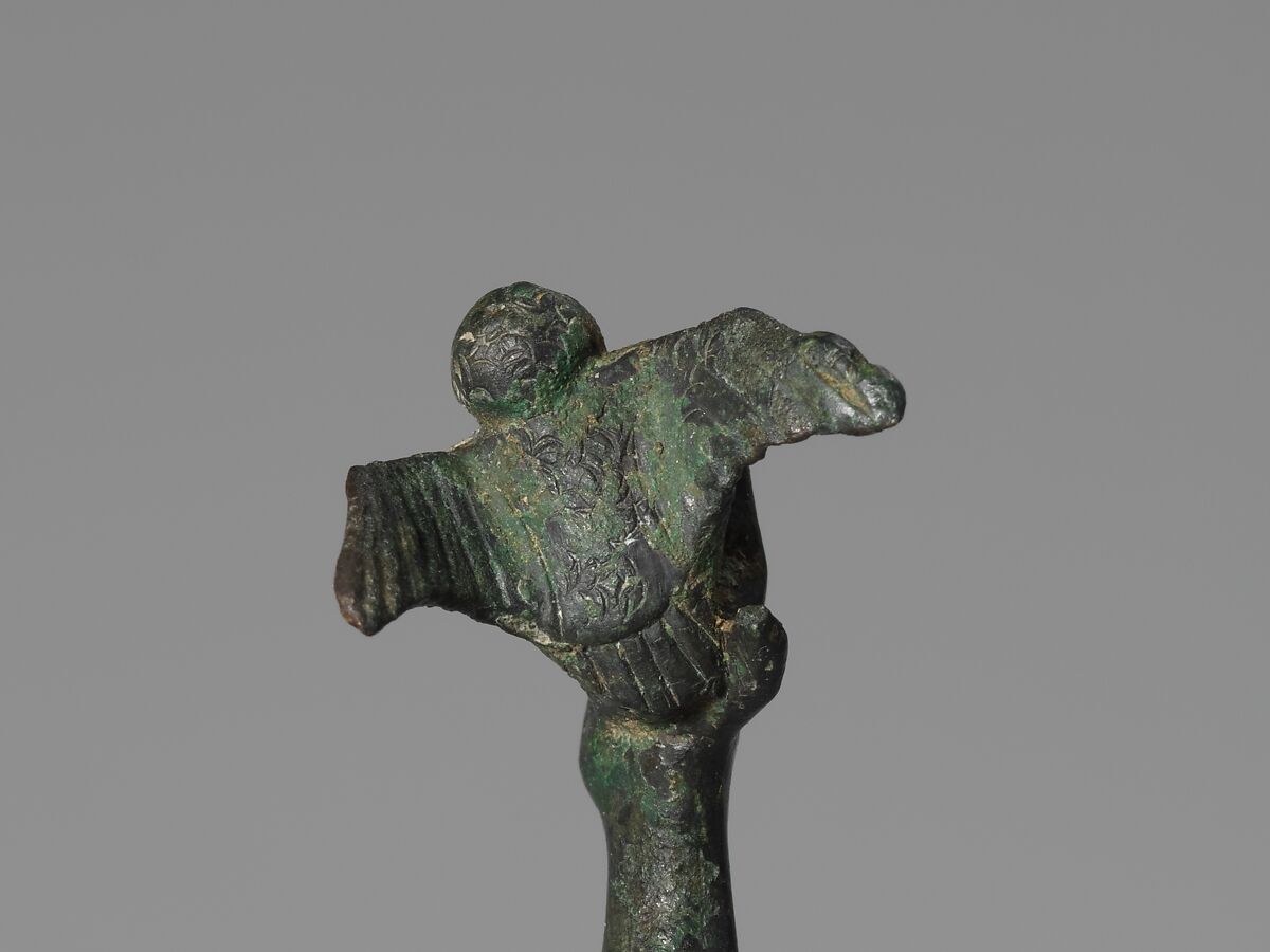 Bronze statuette of Athena flying her owl, Bronze, Greek