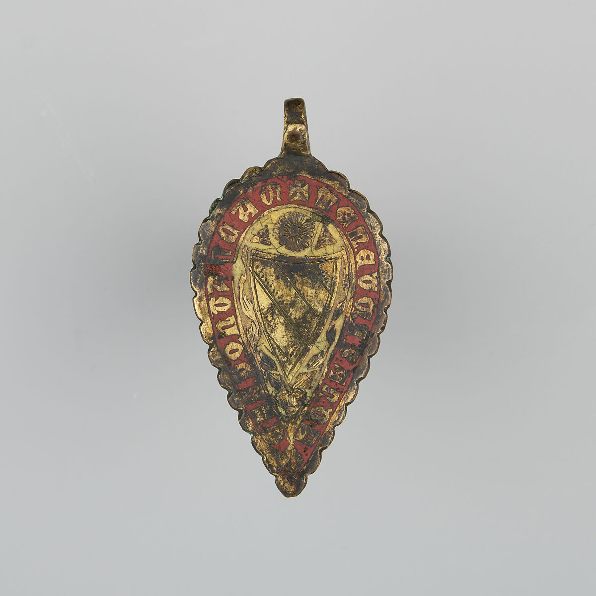 Badge or Harness Pendant, Copper, gold, enamel, Spanish 