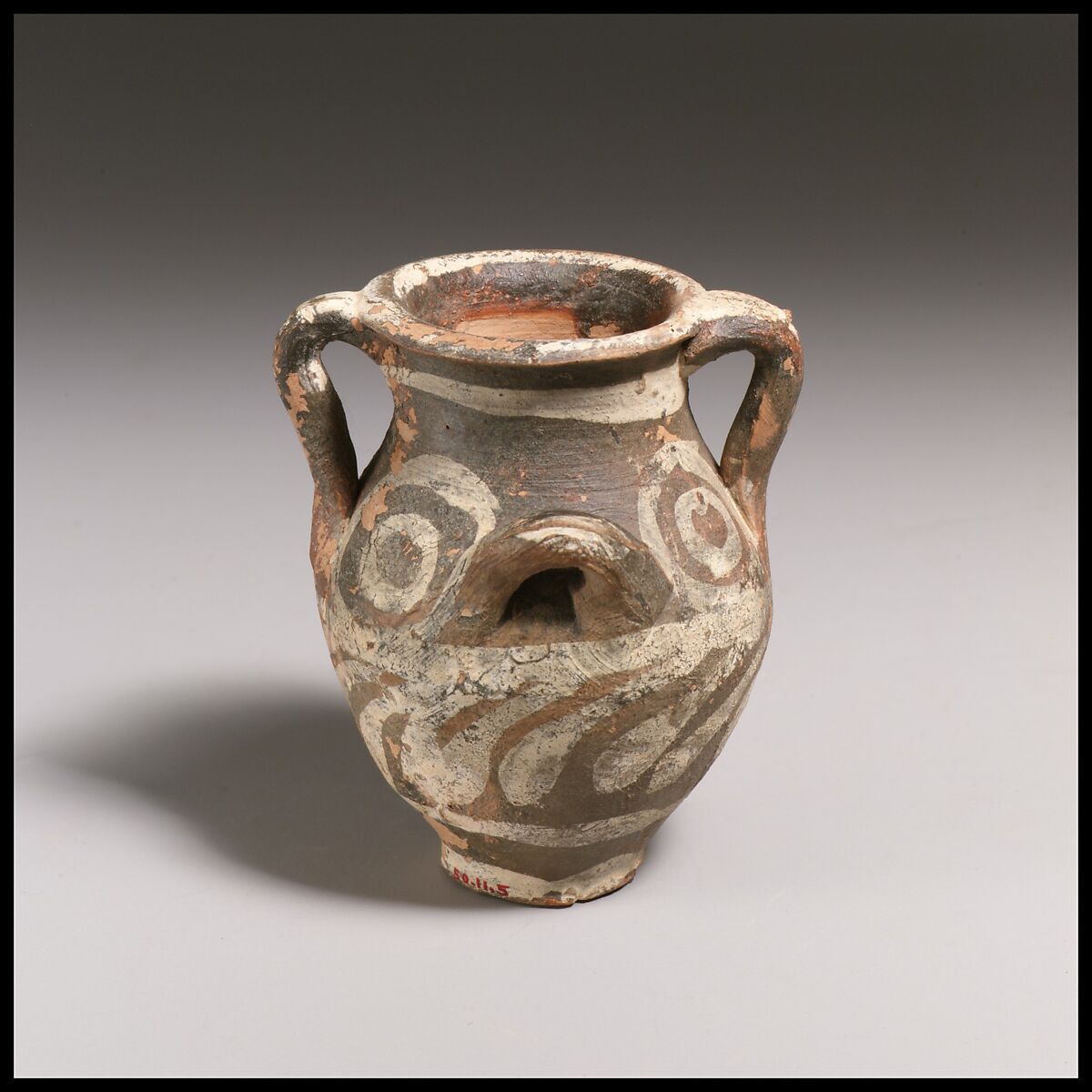 Small terracotta jar with four handles, Terracotta, Minoan