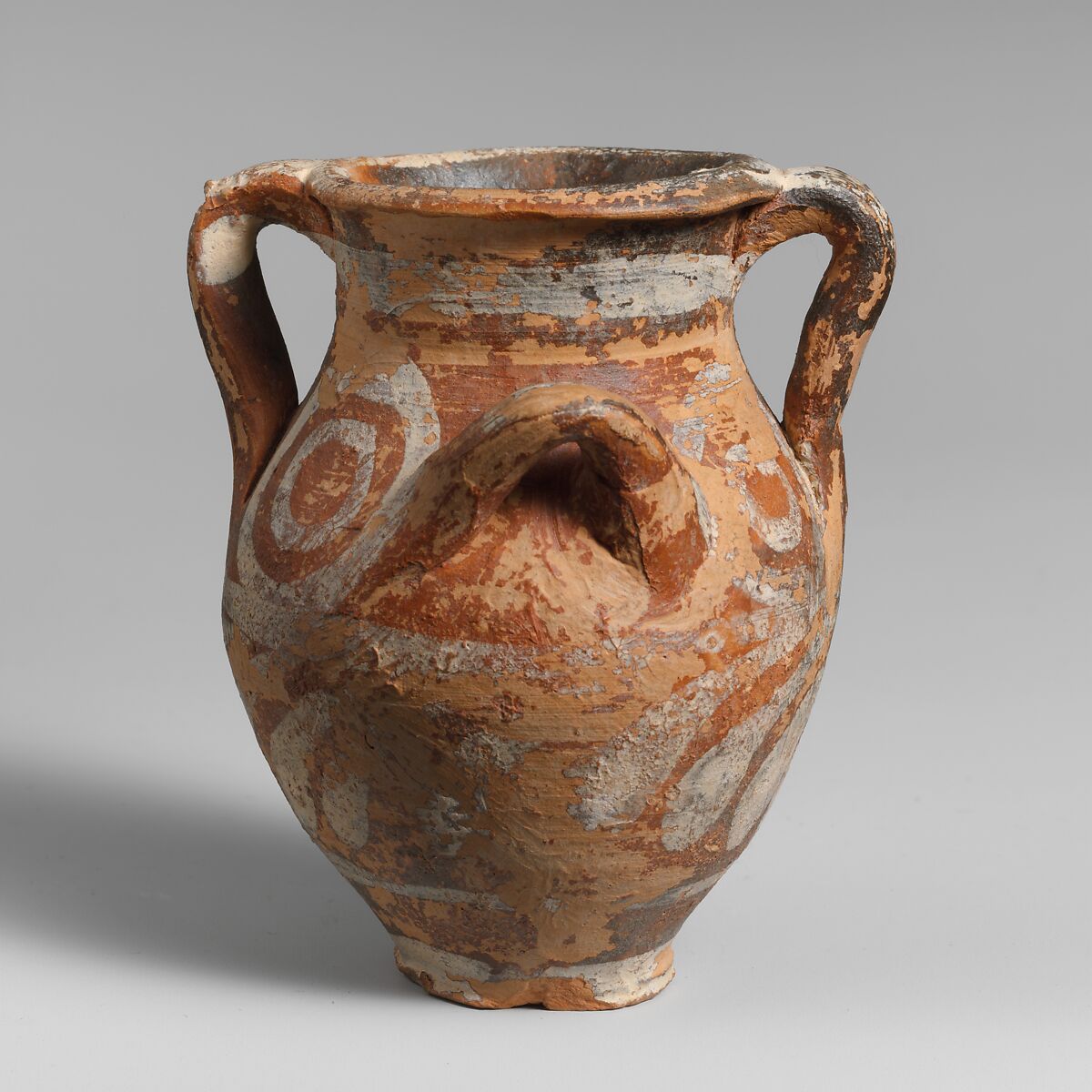Small terracotta jar with four handles, Terracotta, Minoan