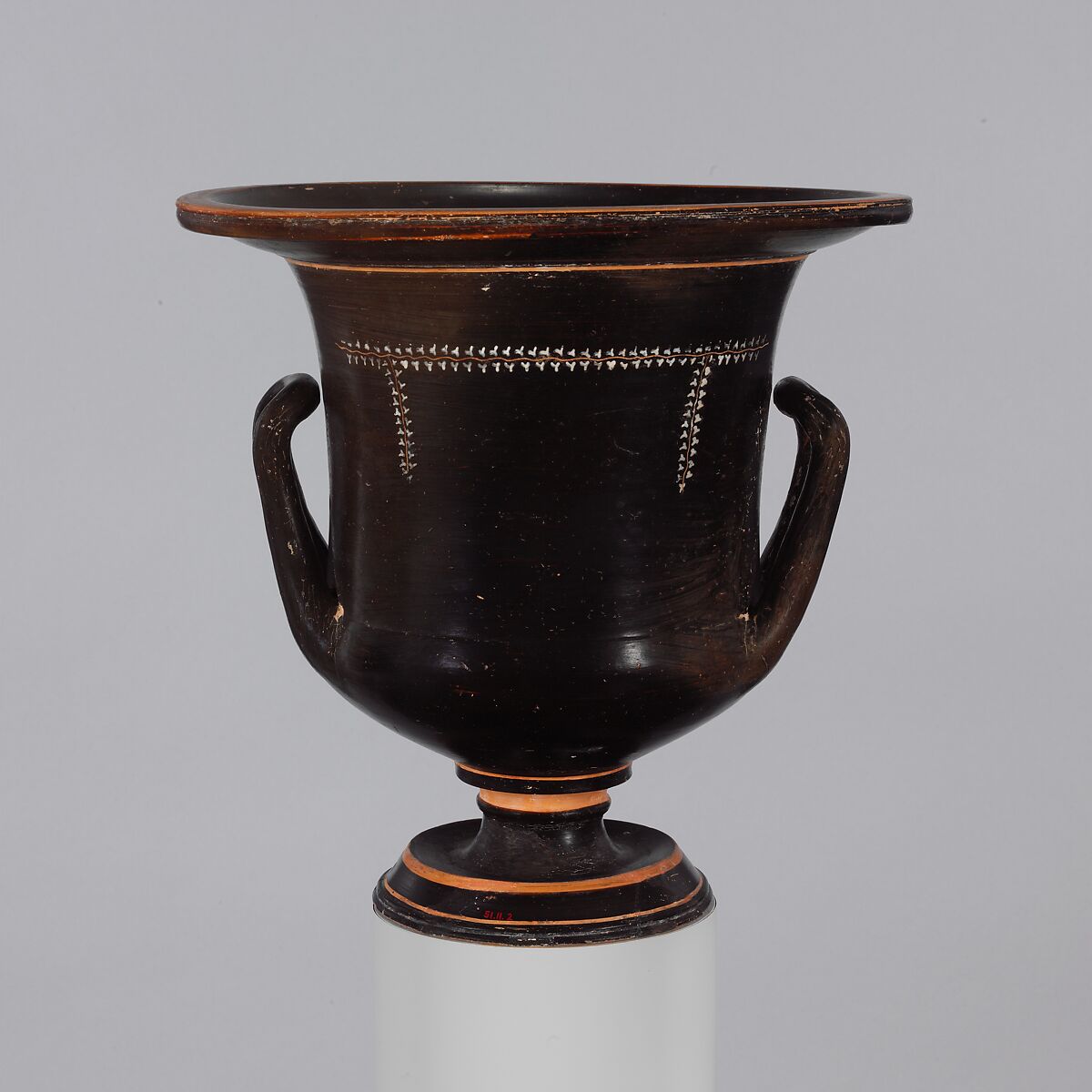 Terracotta calyx-krater (mixing bowl), Attributed to the Konnakis Group, Terracotta, Greek, South Italian, Apulian, Gnathian