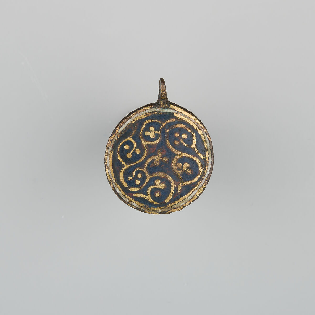 Badge or Harness Pendant, Copper, gold, enamel, possibly Spanish 