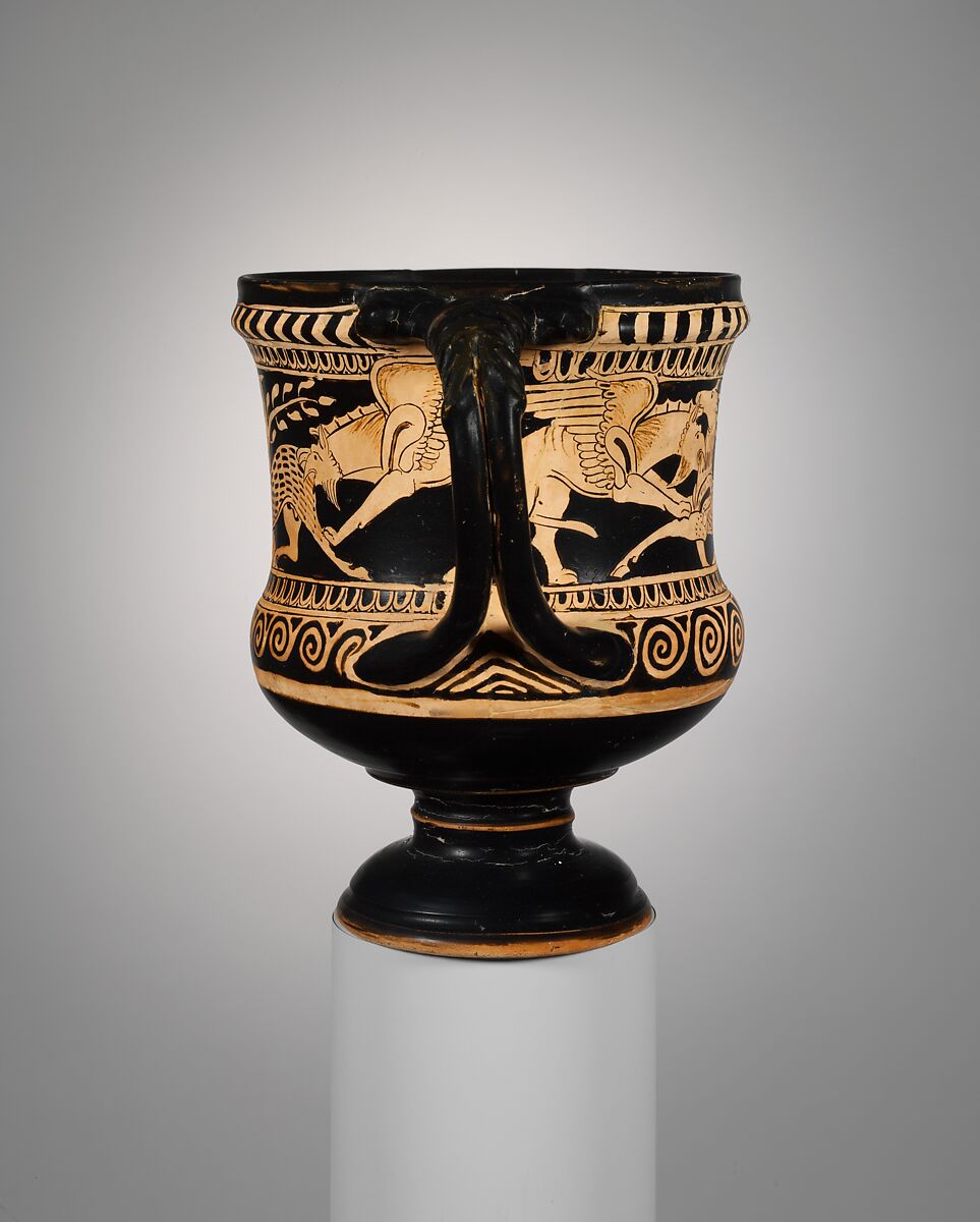 Terracotta kantharos (drinking cup), Terracotta, Etruscan
