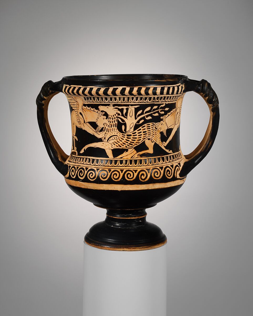 Terracotta kantharos (drinking cup), Terracotta, Etruscan 