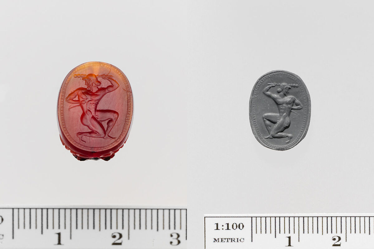 Carnelian scaraboid seal, Carnelian, Greek