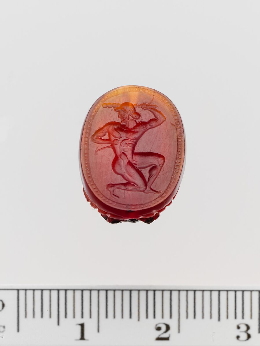 Carnelian scaraboid seal, Carnelian, Greek 