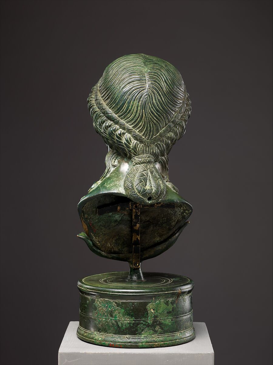 Bronze portrait bust of a Roman matron, Bronze, Roman