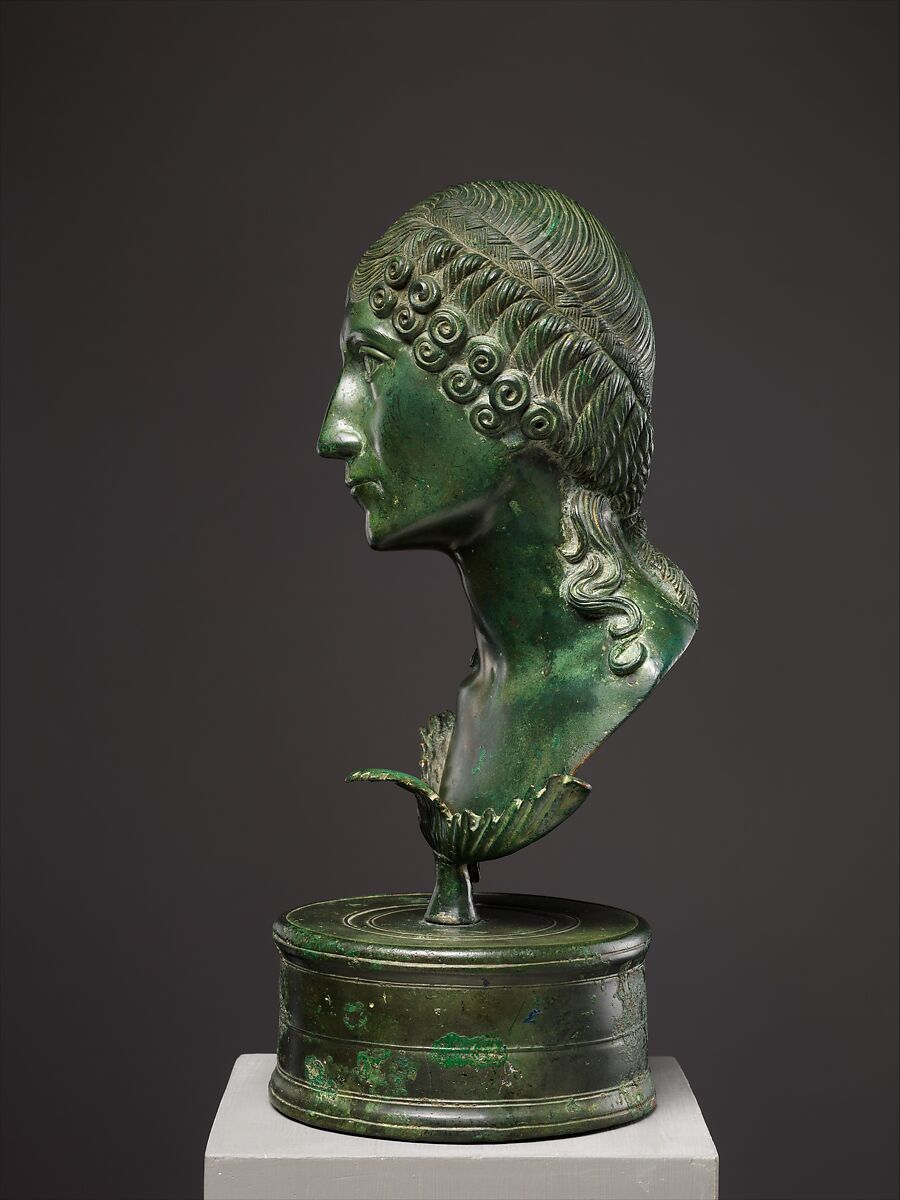 Bronze portrait bust of a Roman matron, Bronze, Roman