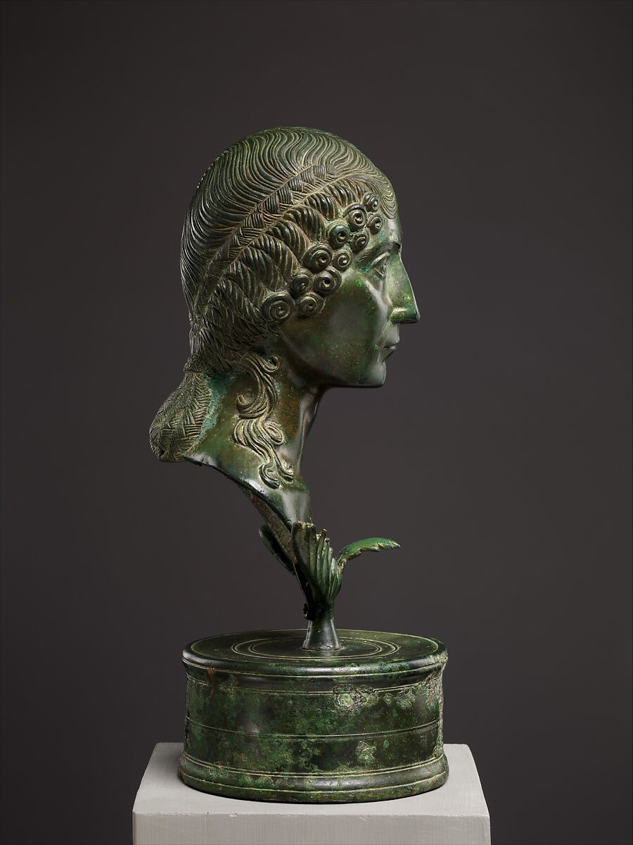 Bronze portrait bust of a Roman matron, Bronze, Roman