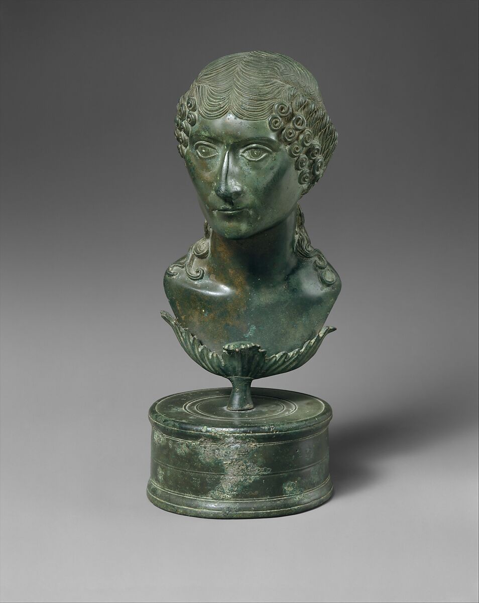 Bronze portrait bust of a Roman matron, Bronze, Roman