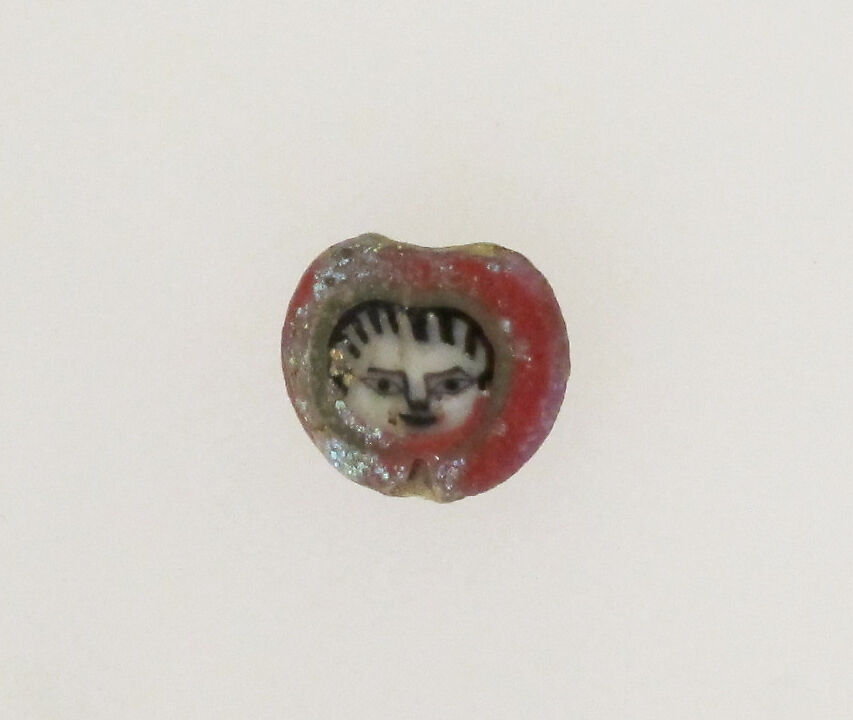 Glass mosaic face bead, Glass, Roman, probably Egyptian 