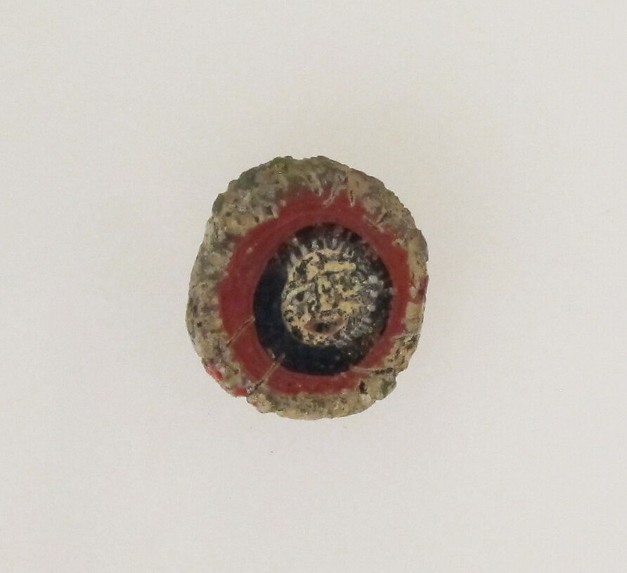 Glass mosaic face bead, Glass, Roman, Egyptian
