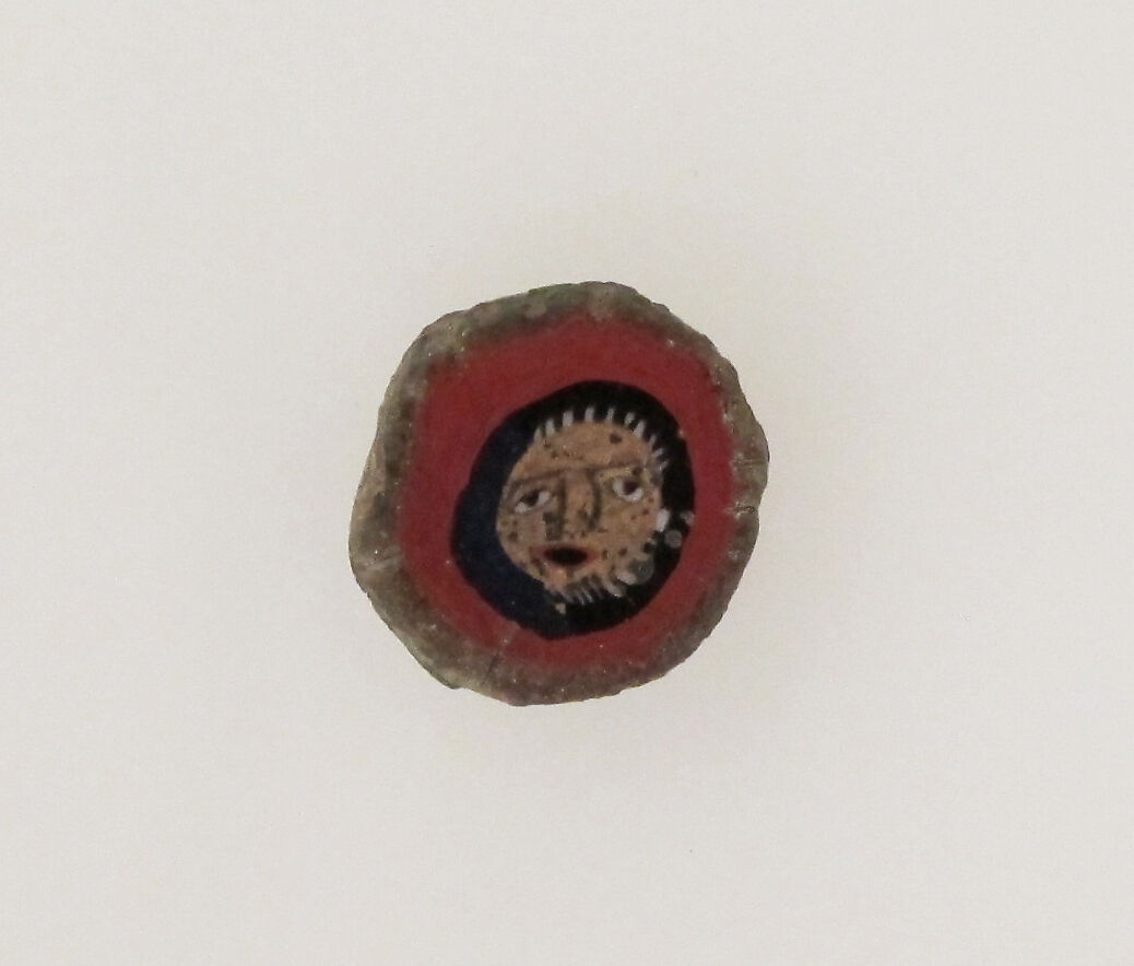 Glass mosaic face bead, Glass, Roman, Egyptian