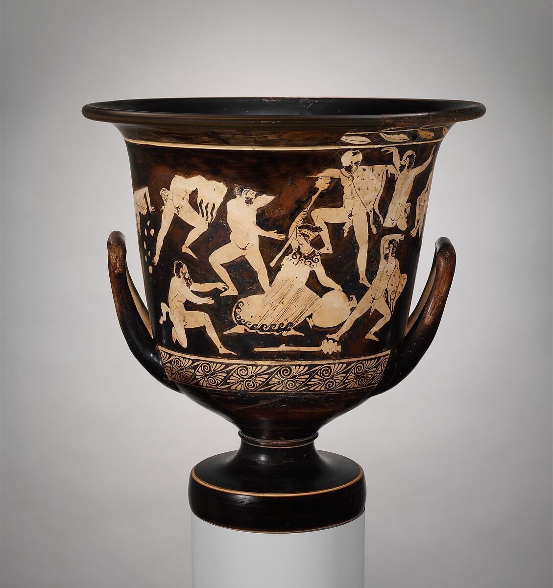 Terracotta calyx-krater (bowl for mixing wine and water), Terracotta, Greek, Attic