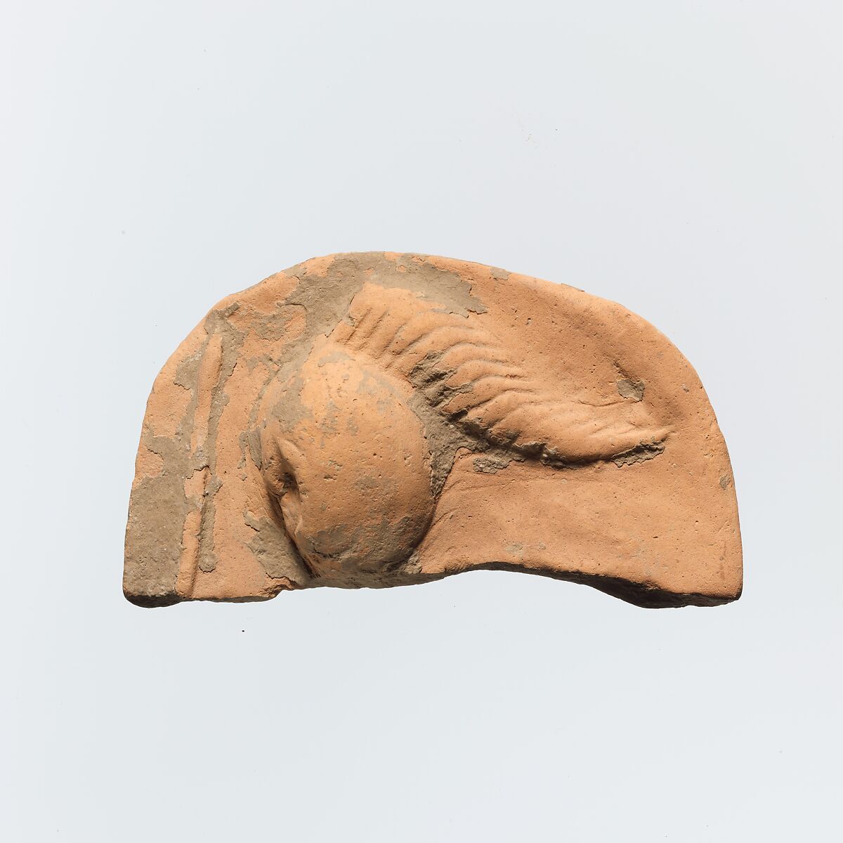 Fragment of a terracotta plaque, Terracotta, Greek, Cretan 