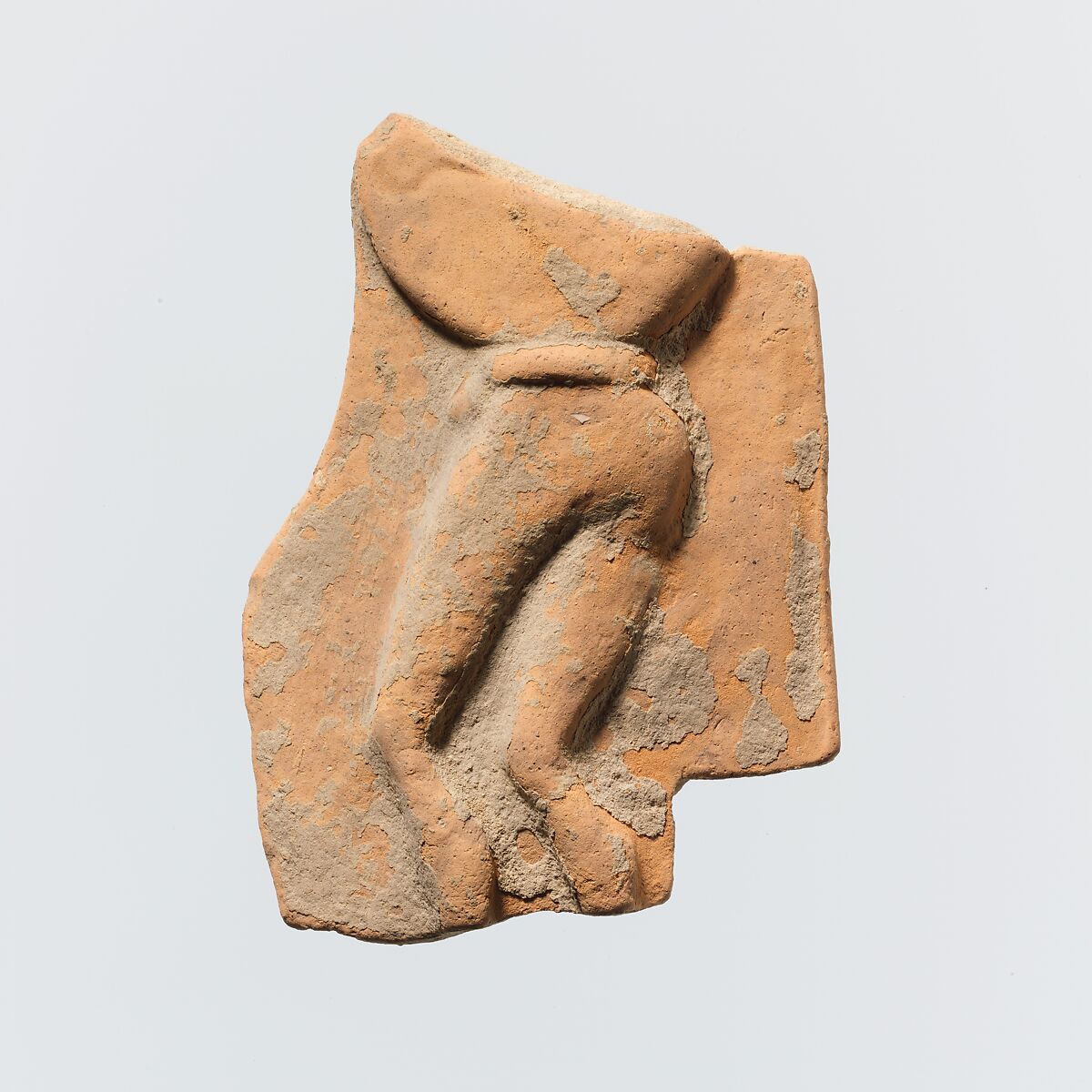 Fragment of a terrracotta plaque, Terracotta, Greek, Cretan 