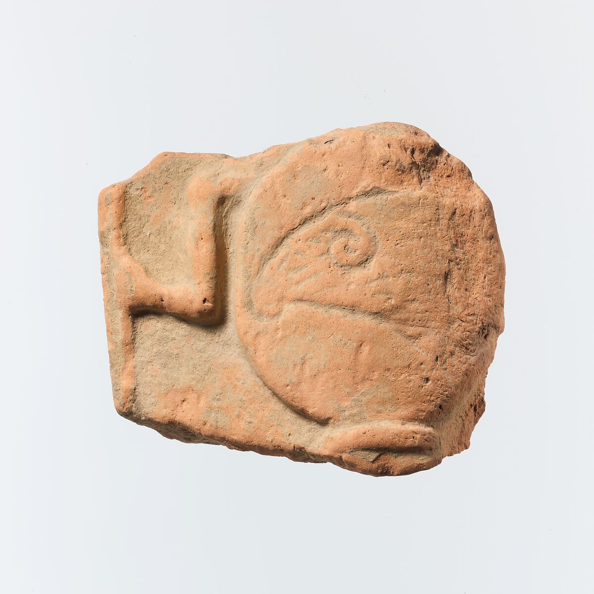 Fragment of a terracotta plaque, Terracotta, Greek, Cretan 