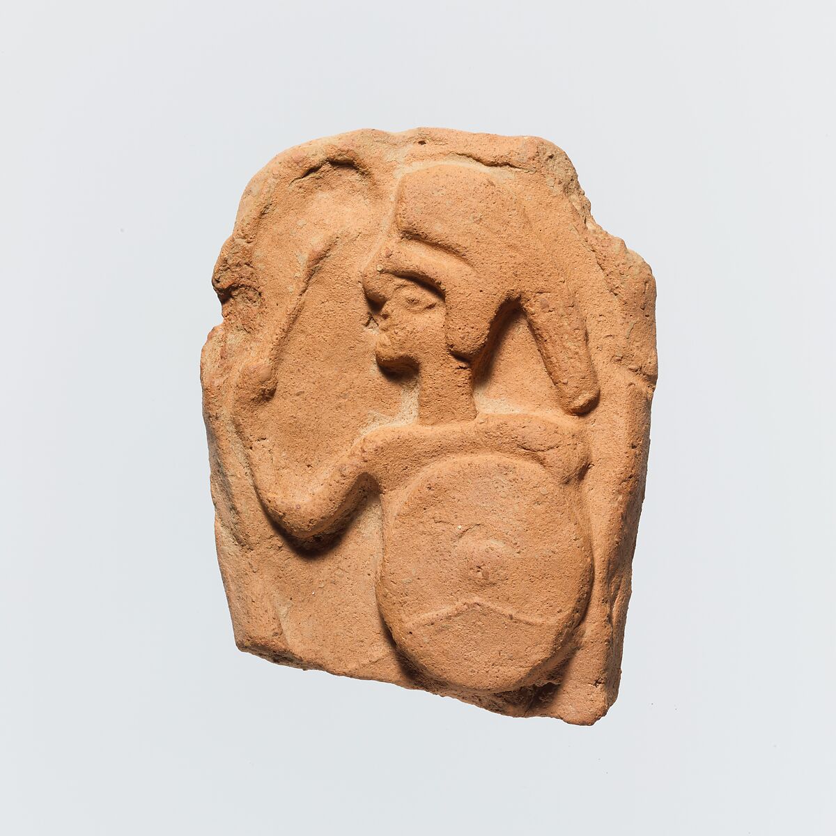 Fragment of a terracotta plaque, Terracotta, Greek, Cretan 