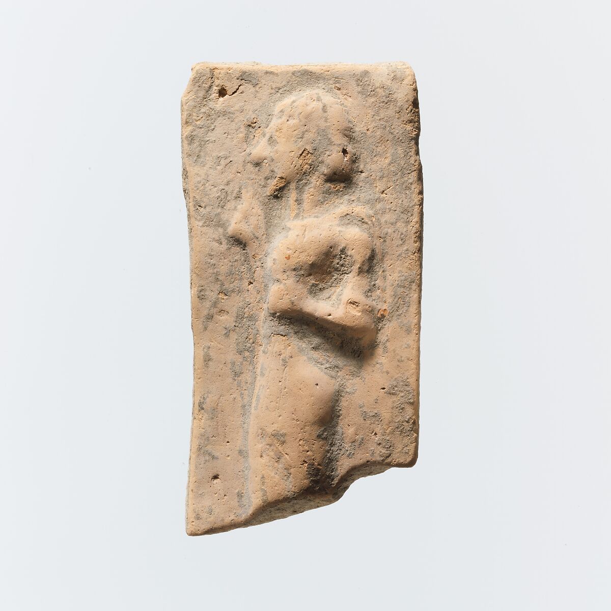 Fragment of a terracotta plaque, Terracotta, Greek, Cretan 