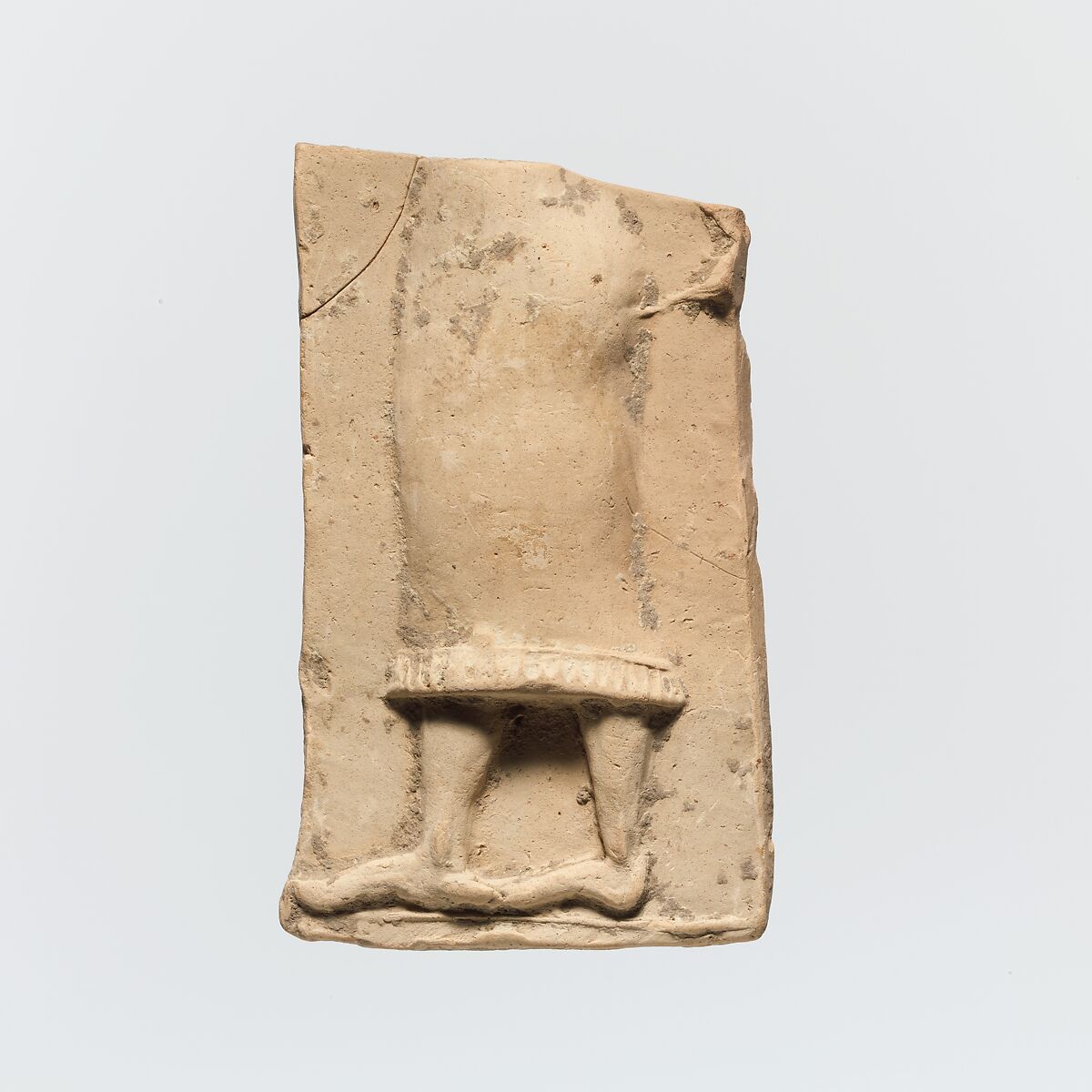 Fragment of a terracotta plaque, Terracotta, Greek, Cretan 