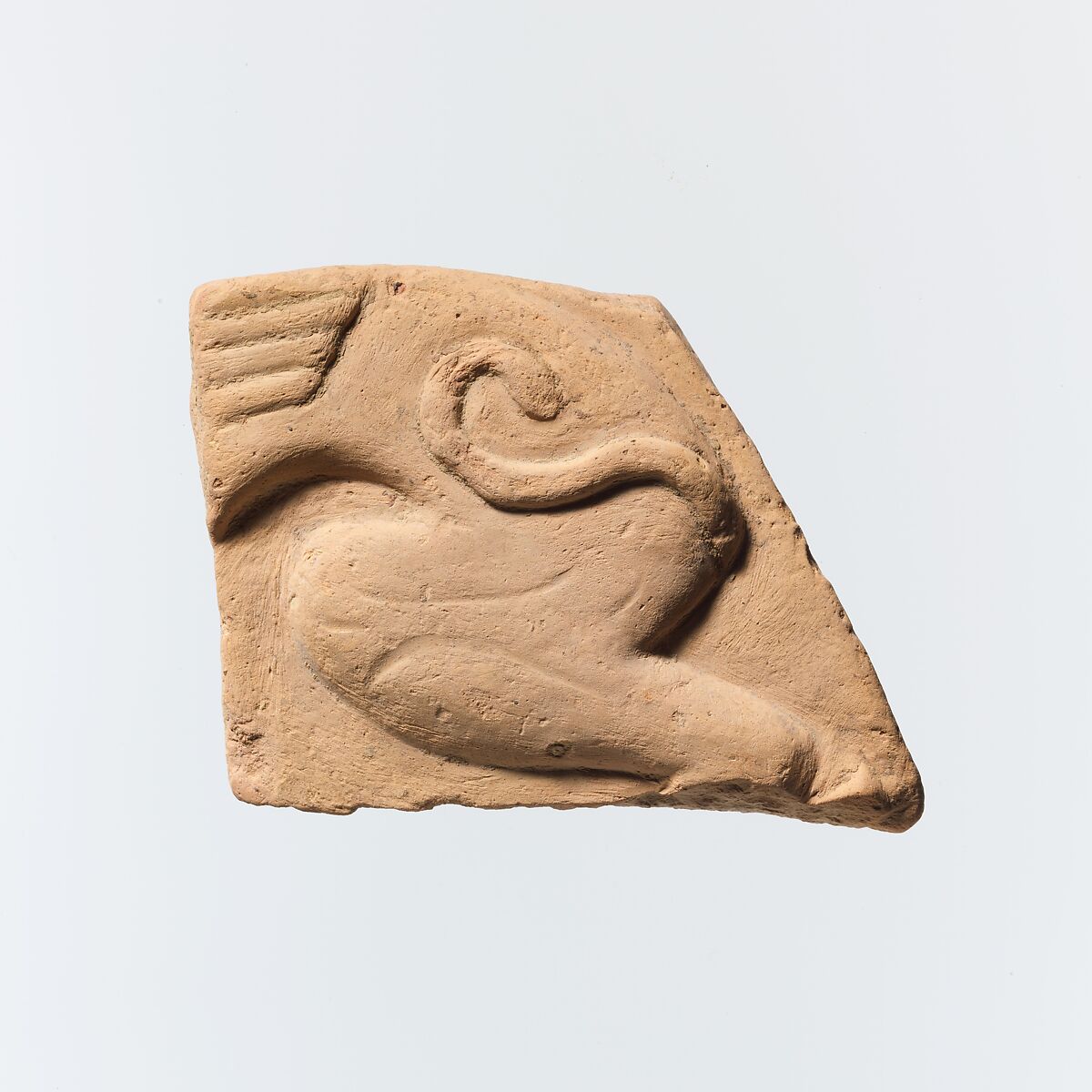 Fragment of a terracotta plaque, Terracotta, Greek, Cretan 