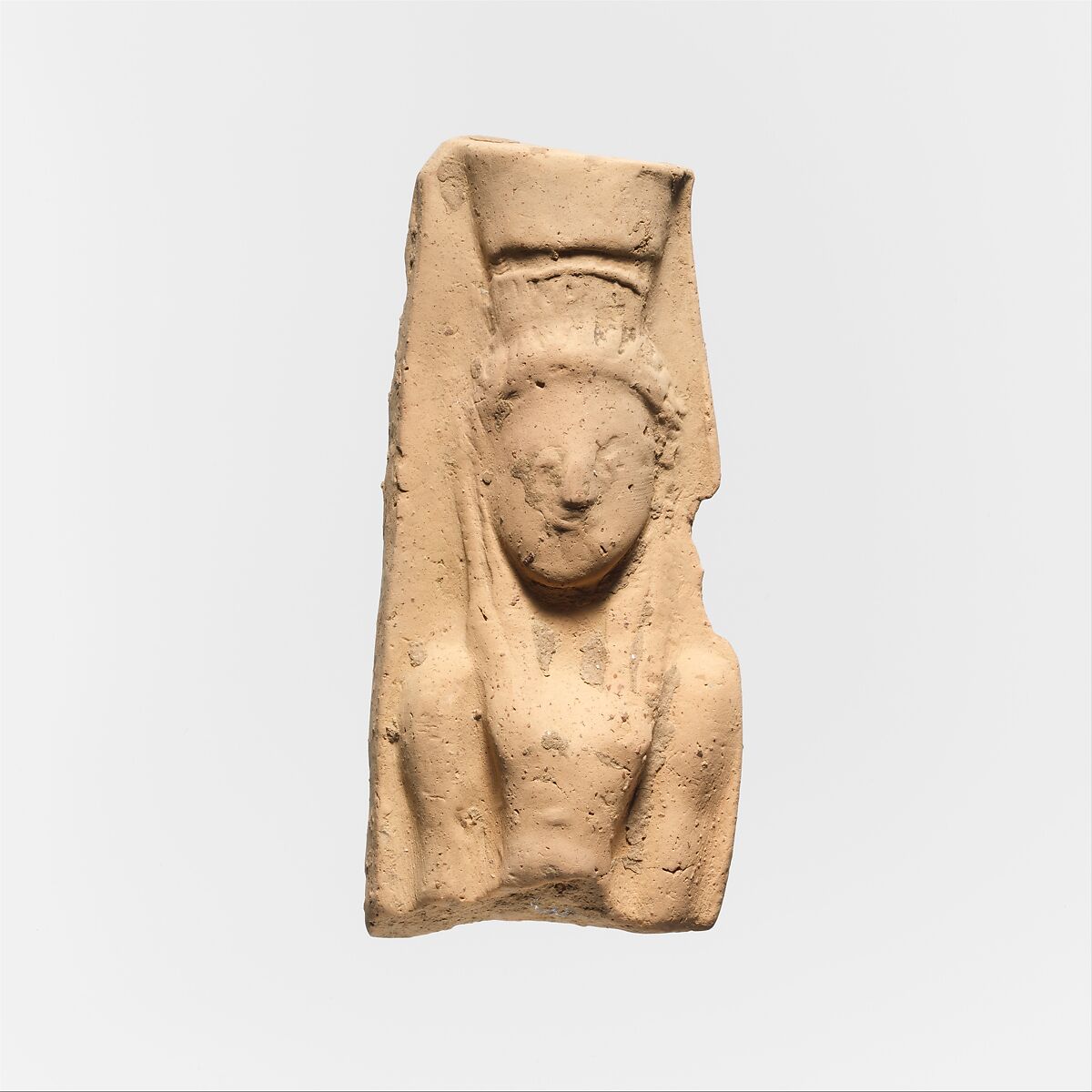 Fragment of a terracotta plaque, Terracotta, Greek, Cretan 