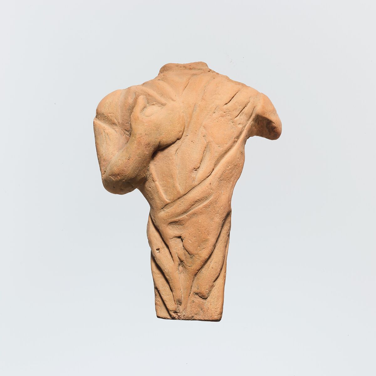Terracotta statuette of a draped figure, probably female, Terracotta, Greek, Cretan 