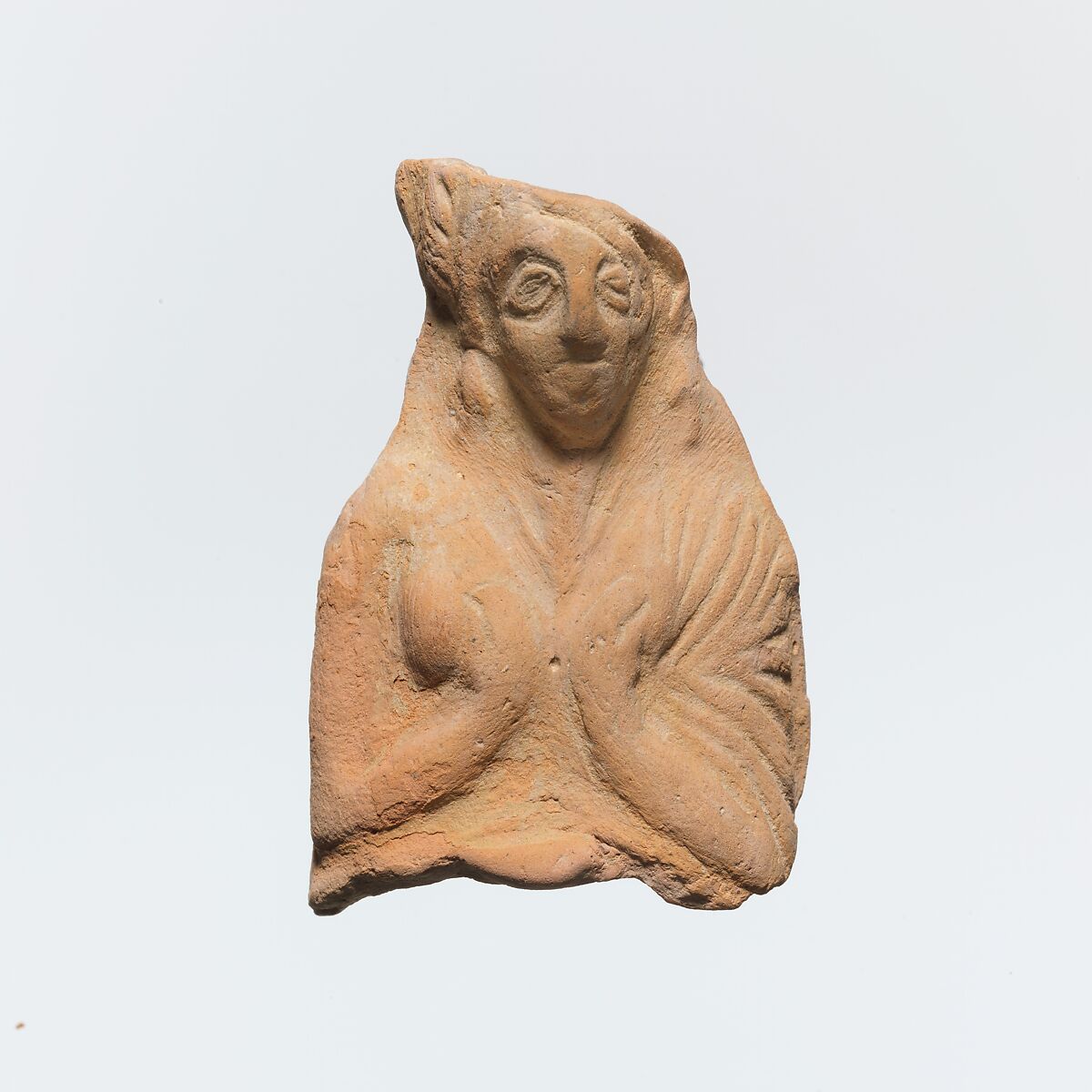 Terracotta bust of a female figure, Terracotta, Greek, Cretan 