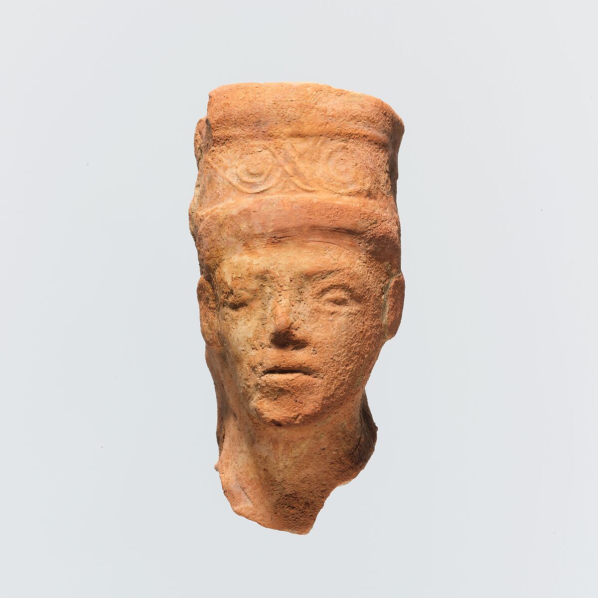 Terracotta head of a woman, Terracotta, Greek, Cretan 