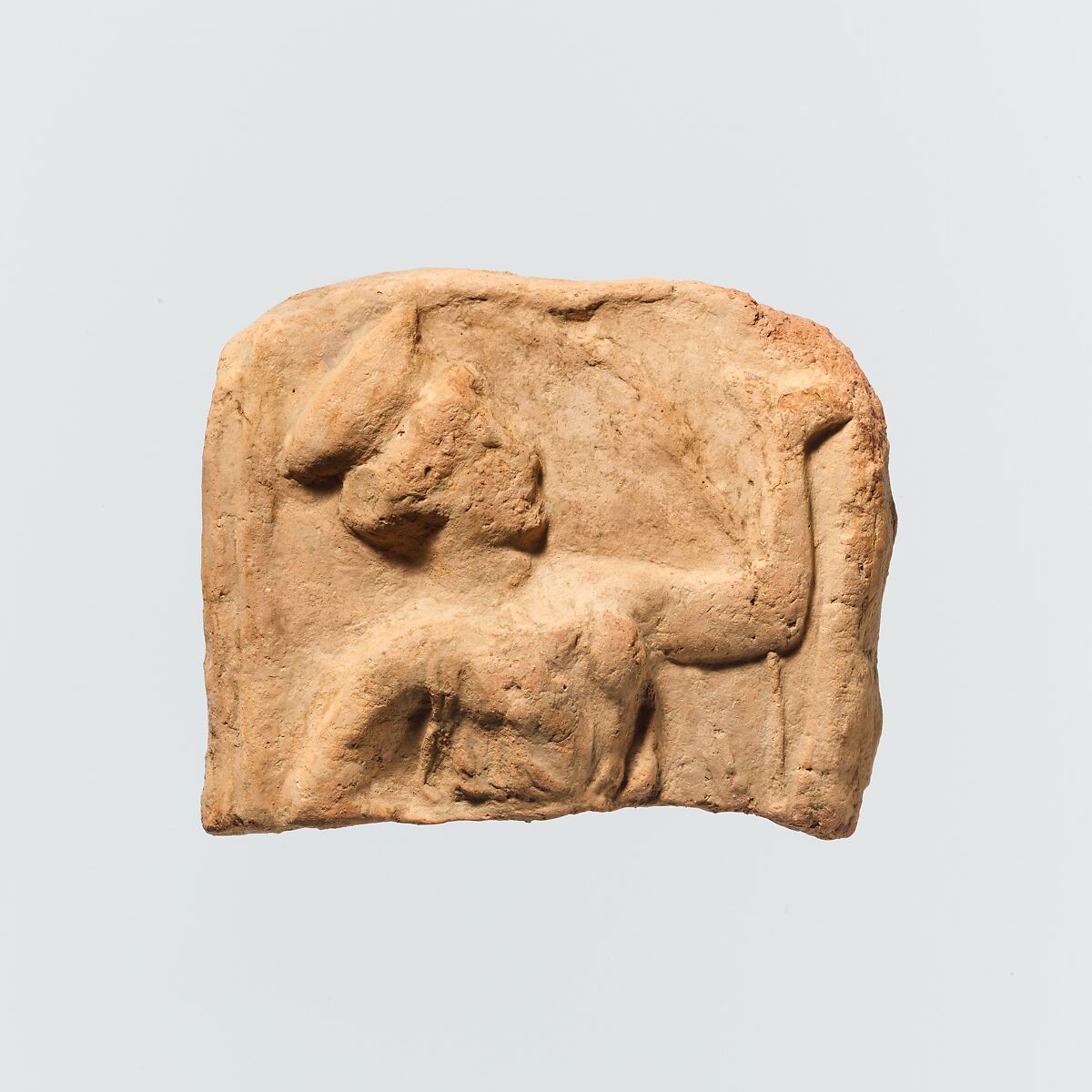 Two fragments of a terracotta plaque, Terracotta, Greek