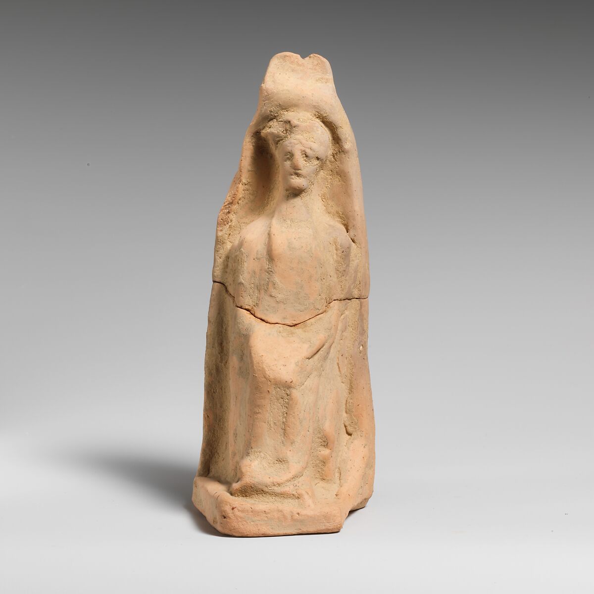 Terracotta statuette of a seated female figure, Terracotta, Greek 